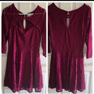 New Almost famous XL burgundy eyelet lace flowy cutout dress
